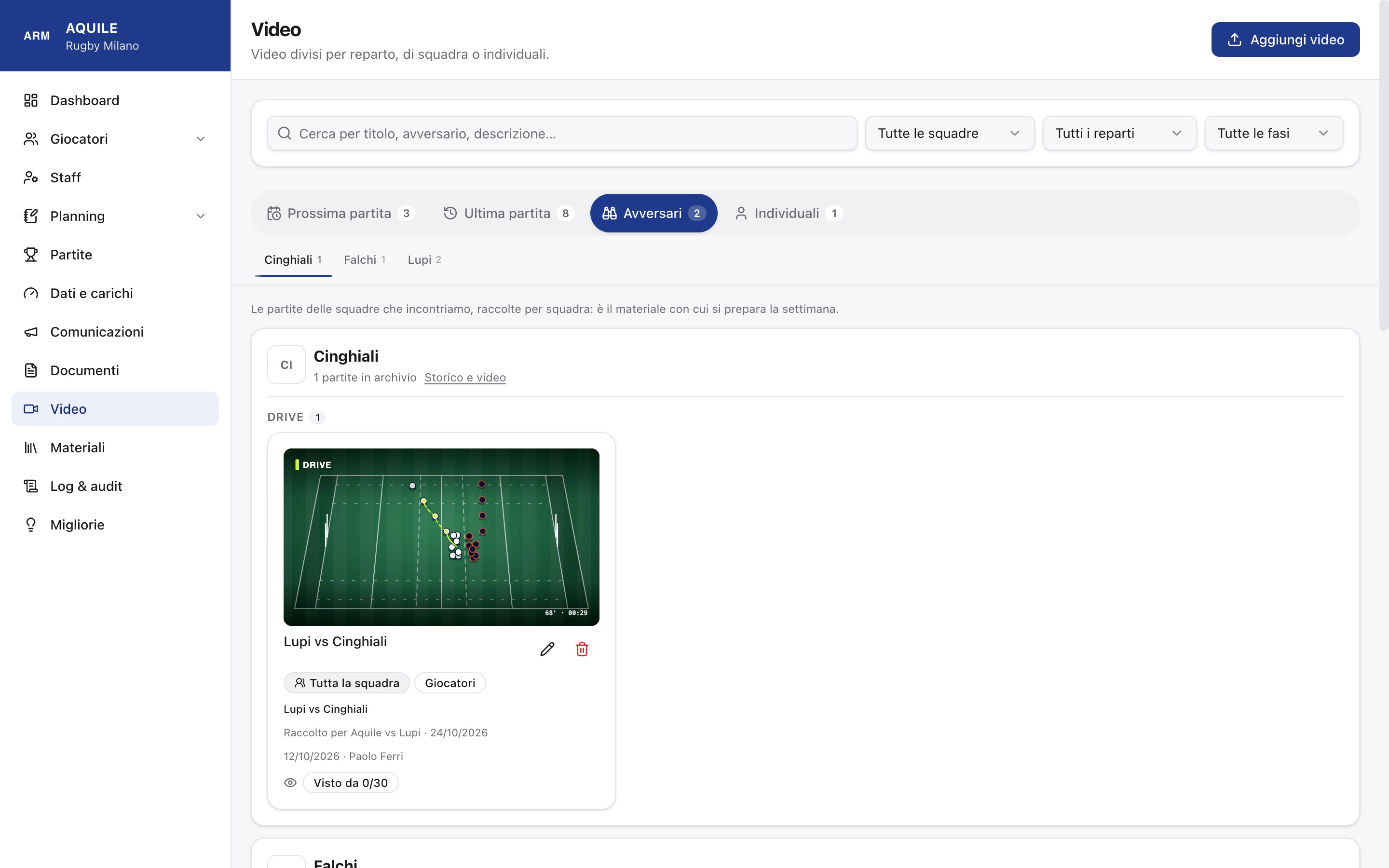 Le partite degli avversari
